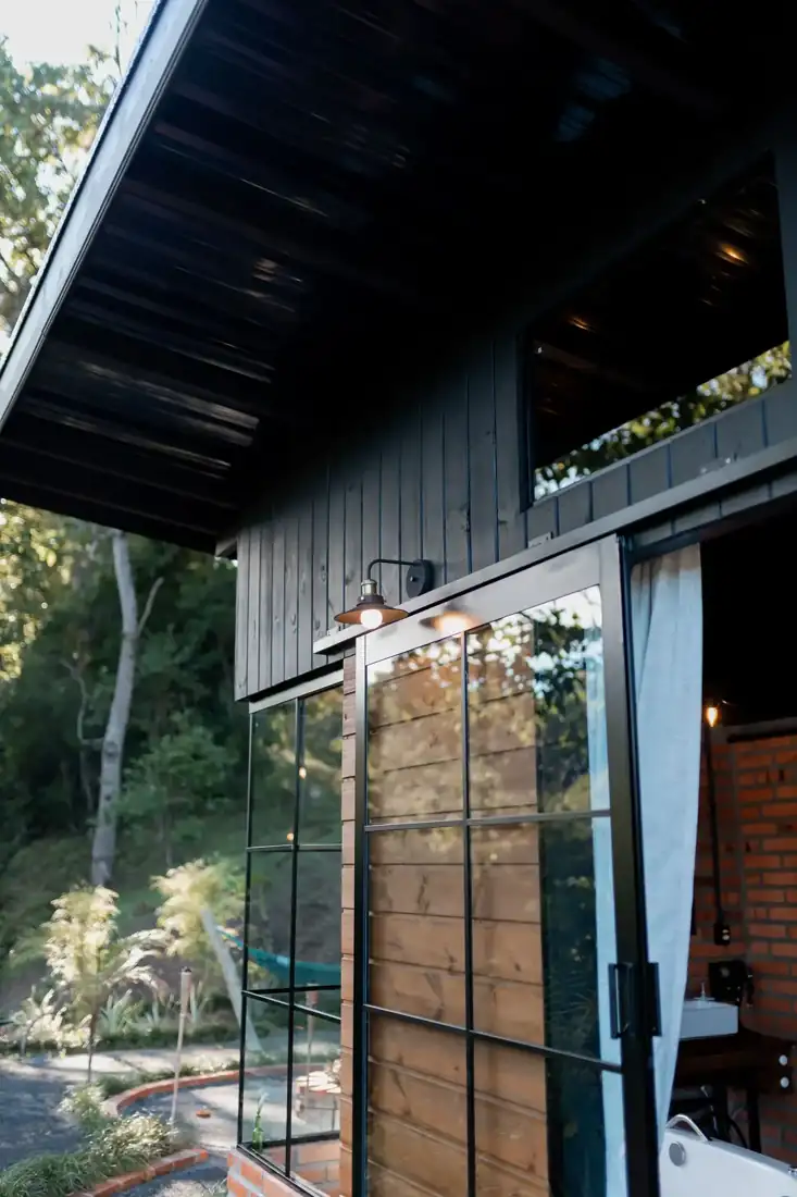Modern cabin with glass walls
