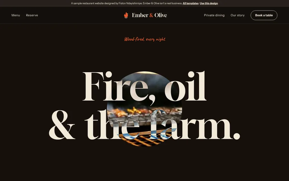 Ember and Olive restaurant website template