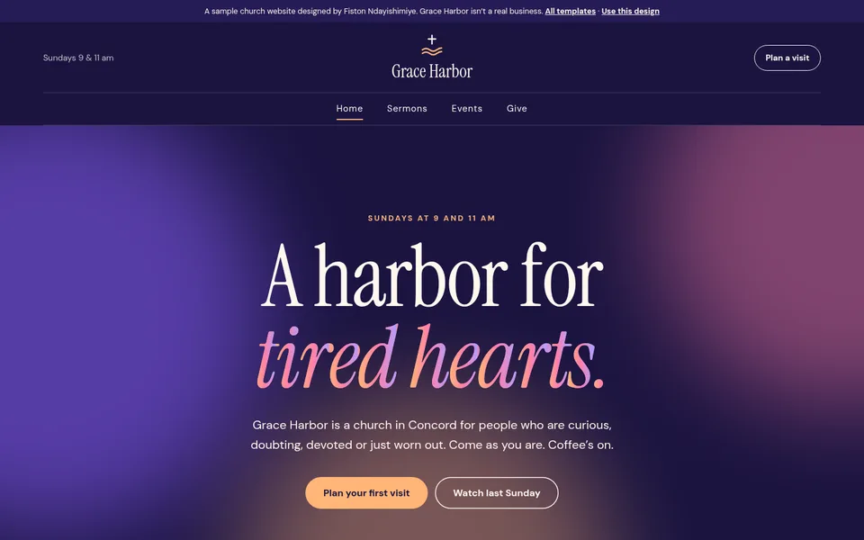 Grace Harbor church website template