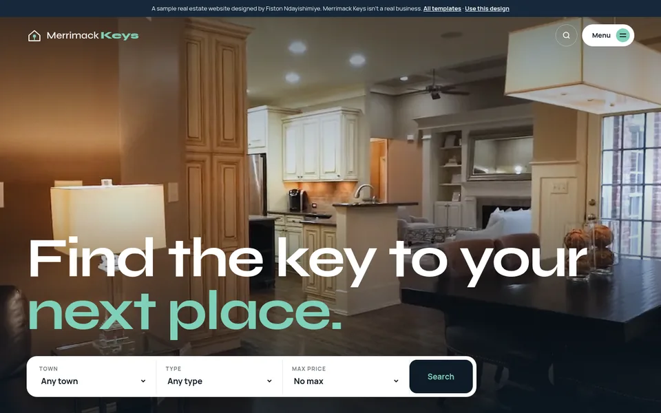 Home page of the Merrimack Keys Realty sample site