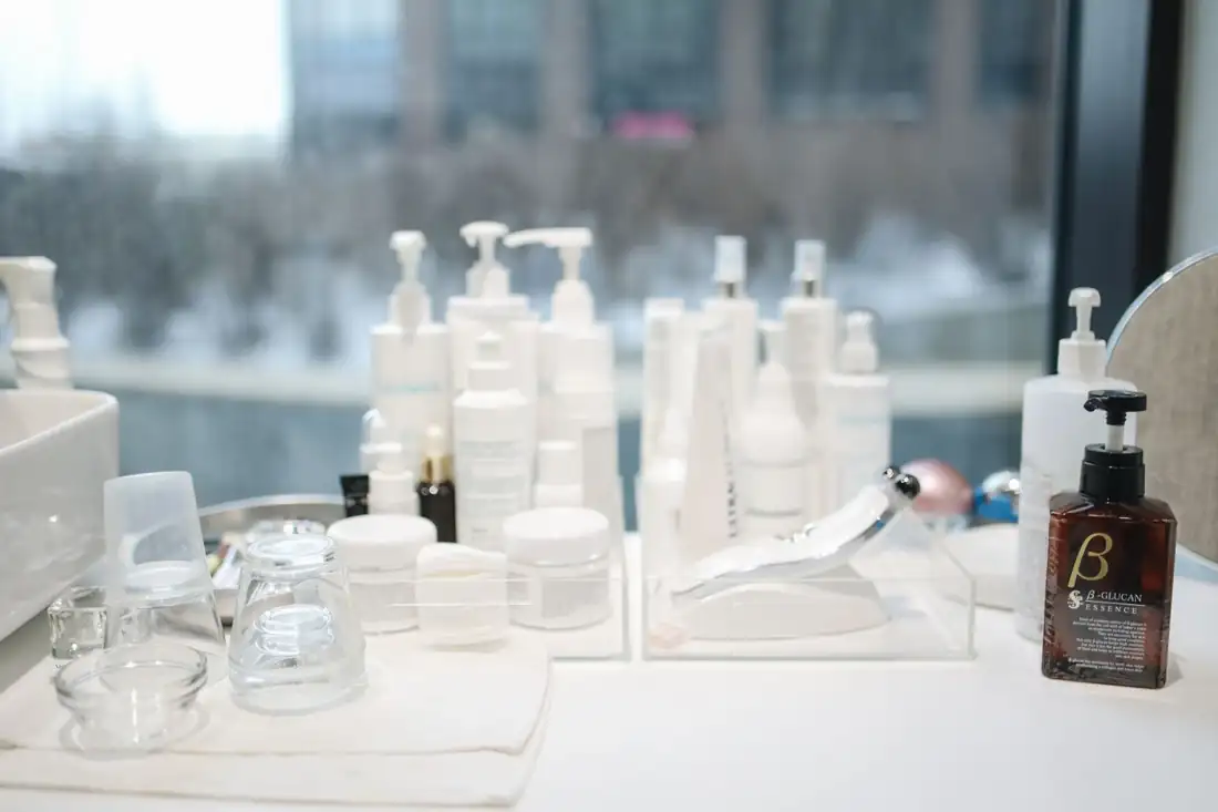 Glass bottles of oils and serums